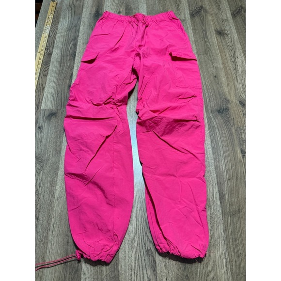 Love Tree Pants - Love Tree Pants Women's Size Small Bright Pink Pull Tie Waist Cargo Pockets